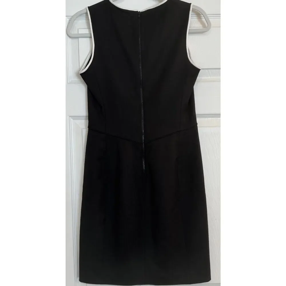 Theory Nyasha Dress Sz 6 Black/White Stretch Wool Career Piece Minimalist Office - Picture 2 of 12